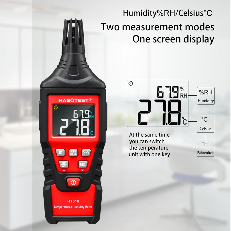 Digital Temperature Humidity Meter Hygrometer Wet Bulb Dew Point Weather Station Thermometer