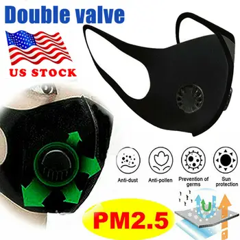 

Unisex Cotton Face Mask Activated Carbon Mask With Filter-Washable Double Valve