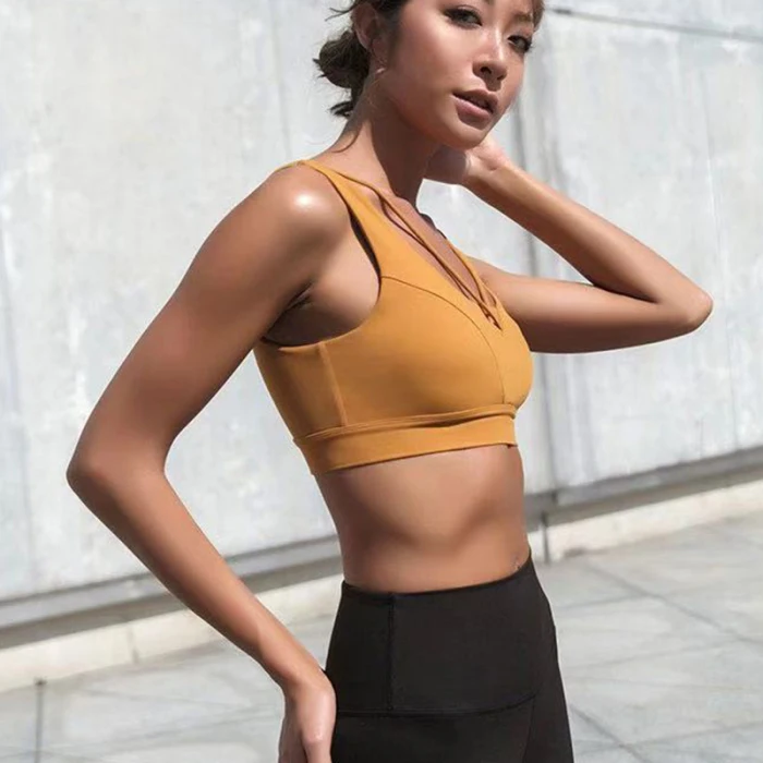 Горячая спортивный бюстгальтер для женщин крест накрест поддержка спины Йога Топы Мягкий удобный