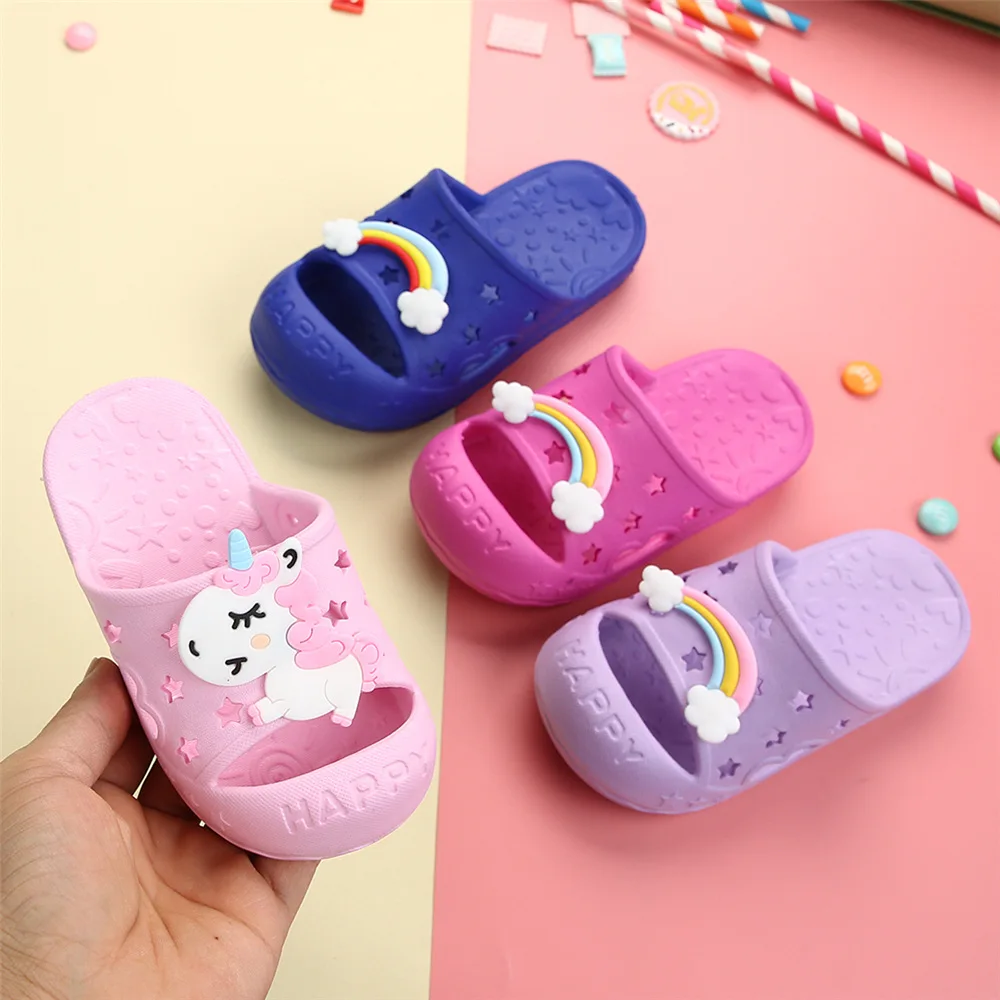 Unicorn Horse Rainbow Toe-Protected Kids Shoes Girls Children Slippers Boys Clog Baby Flip Flop Garden Footwear Home Beach EVA children's shoes for sale