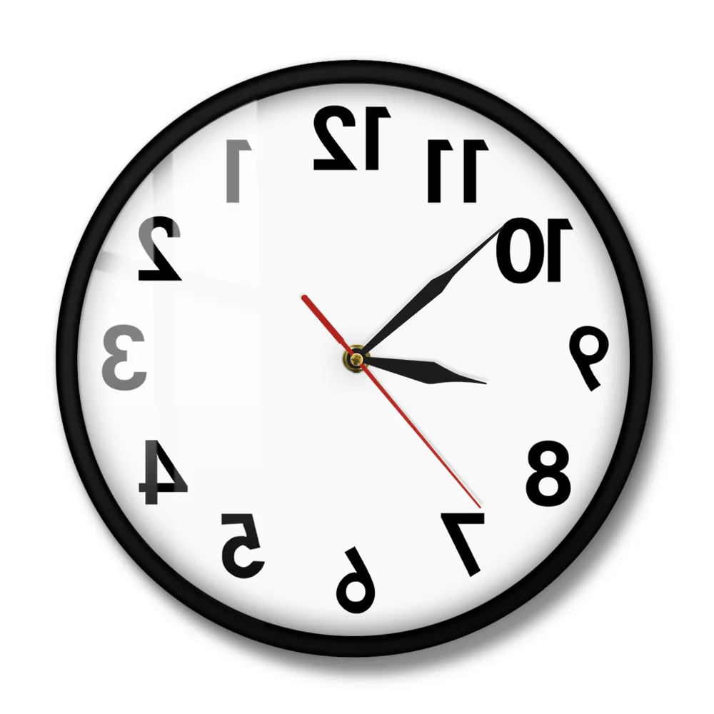 Reverse Unusual Numbers Backwards Modern Decorative Wall Clock Watch Excellent Timepiece For Your Wall Just6F