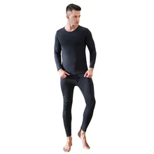 Осенне-зимнее теплое термо-белье для мужчин и молодых девушек, однотонное черное термобелье с длинным рукавом, плотное интимное нижнее белье