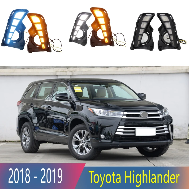 2 шт. для Toyota Highlander 2018 2019 светодиодный Габаритные огни DRL с отверстием