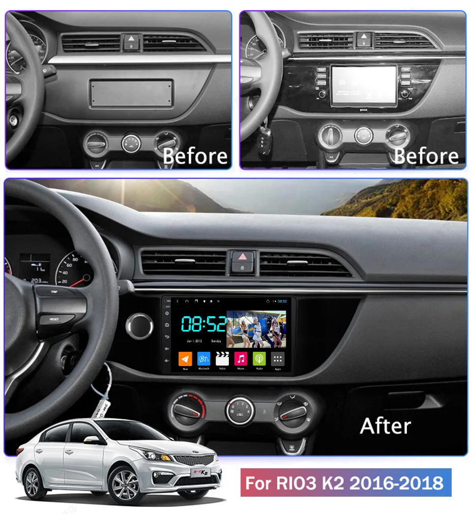 Android 8,1 автомобильный DVD 1din мультимедийная система Navi для Kia Rio3 K2- Автомобильный gps навигатор стерео wifi головное устройство BT SWC wifi