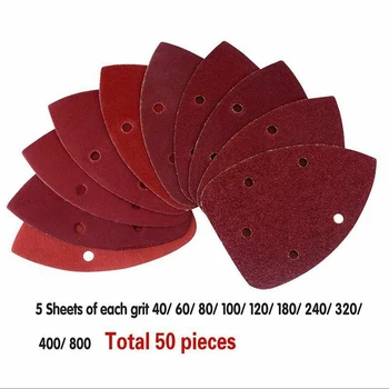 

50PCS Detail Sander Sandpaper Sanding Paper Hook And Loop 6 Holes 140*90mm Glass And Other Materials Grinding