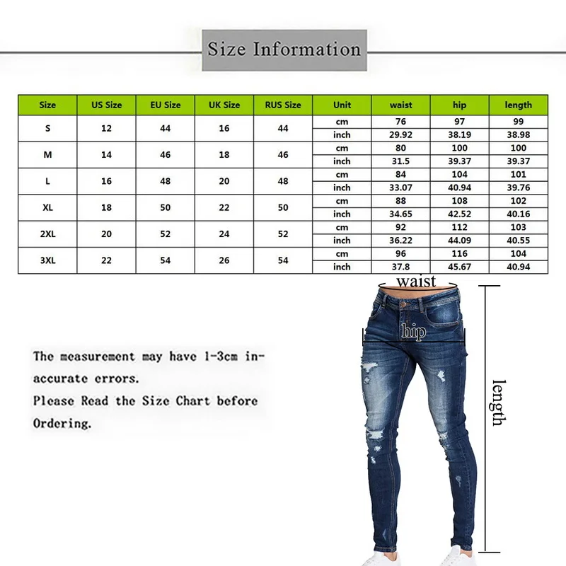 2020 Fashion Men Jeans Pants Casual Destroyed Knee Hole Trousers Slim Fit Scratched Skinny Pants Male 2