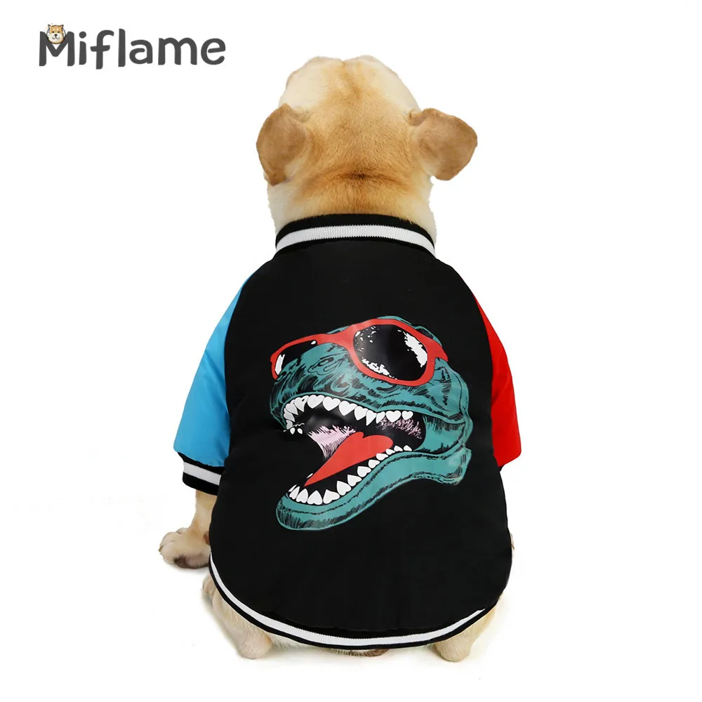 

Miflame Dinosaur Print Pet Dog Clothes French Bulldog Corky Fashion Small Dogs Hoodies Patchwork Puppy Coat Cute Pet Cat Outfits