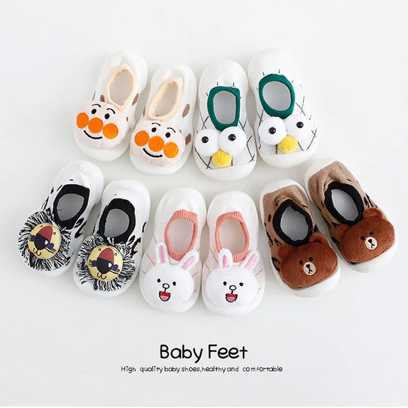 Socks Non-Slip Baby Rubber with Soles Floor Cotton Cartoon Boots Bells Soft Boys Cute