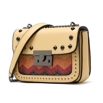 

2019 Fashion Crassbody Bag for Women Rivet Chain Luxury Brand Designer Leather High Quality Handbags Ladies Small Bolso Mujer