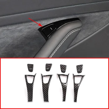 

ABS Carbon Fiber Car Door Unlock Buttons Decoration Cover Protective Trim For Tesla Model 3 2018 2019 Interior Accessories