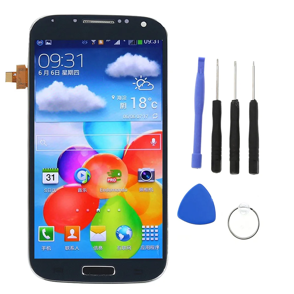 I9505 ЖК-дисплей для SAMSUNG GALAXY S4 i9505 ЖК-дисплей с сенсорным экраном дигитайзер полная сборка с рамкой дисплей для SAMSUNG i9505 lcd - Цвет: Blue with tools