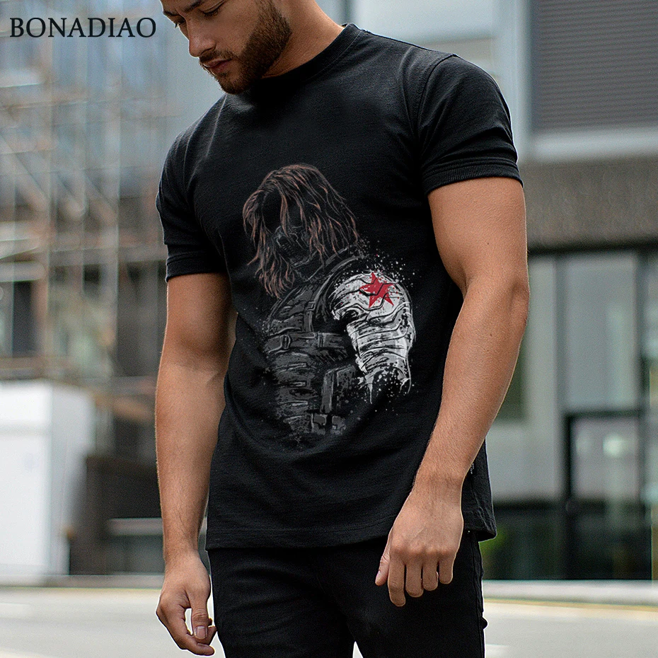 Зимний Солдат Bucky Barnes футболка унисекс мягкий хлопок Homme футболка популярная уличная одежда S-6XL размера плюс футболка