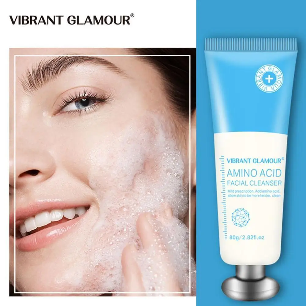 Аминокислотное очищающее средство для лица VIBRANT Glamur, контроль жирности, увлажнение, сужение пор, удаление акне, питание отбеливание, уход за лицом