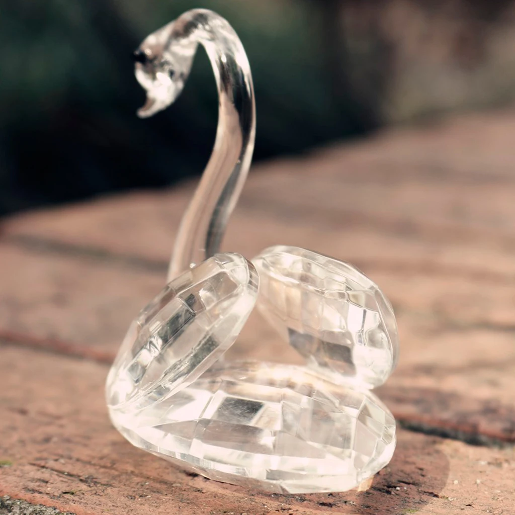 Swan Sculptures Statues Crystal Decoration Animals Set Crafts Ornaments Home Decor |