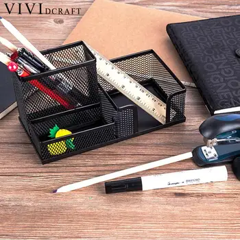 

Vividcraft 1pc Office Organizer Desk Organizer Metal Stationery Round Cosmetic Holder Pencil Black Pen Supplies Container O P3N7
