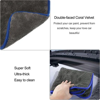 

Hot 2018 Car Cleaning Cloth Thickening Absorb Water Double-faced Coral Velvet Car Care Wax Polishing Detailing Microfiber Towel