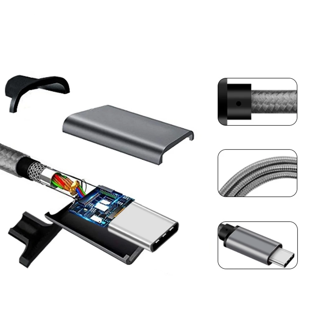 Кабель usb type C 3A Быстрая зарядка USB-C кабель позолоченный и нейлоновый Плетеный для samsung Galaxy S10 S9 Note 8 LG V20 G5 и многое другое