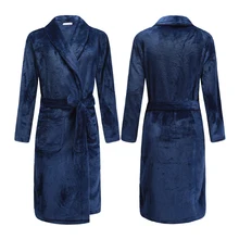 H5976 мужской халат, Мужская утолщенная фланелевая теплая осенне-зимняя Домашняя одежда с длинным рукавом, халат, коралловый бархат, удобная мягкая Пижама