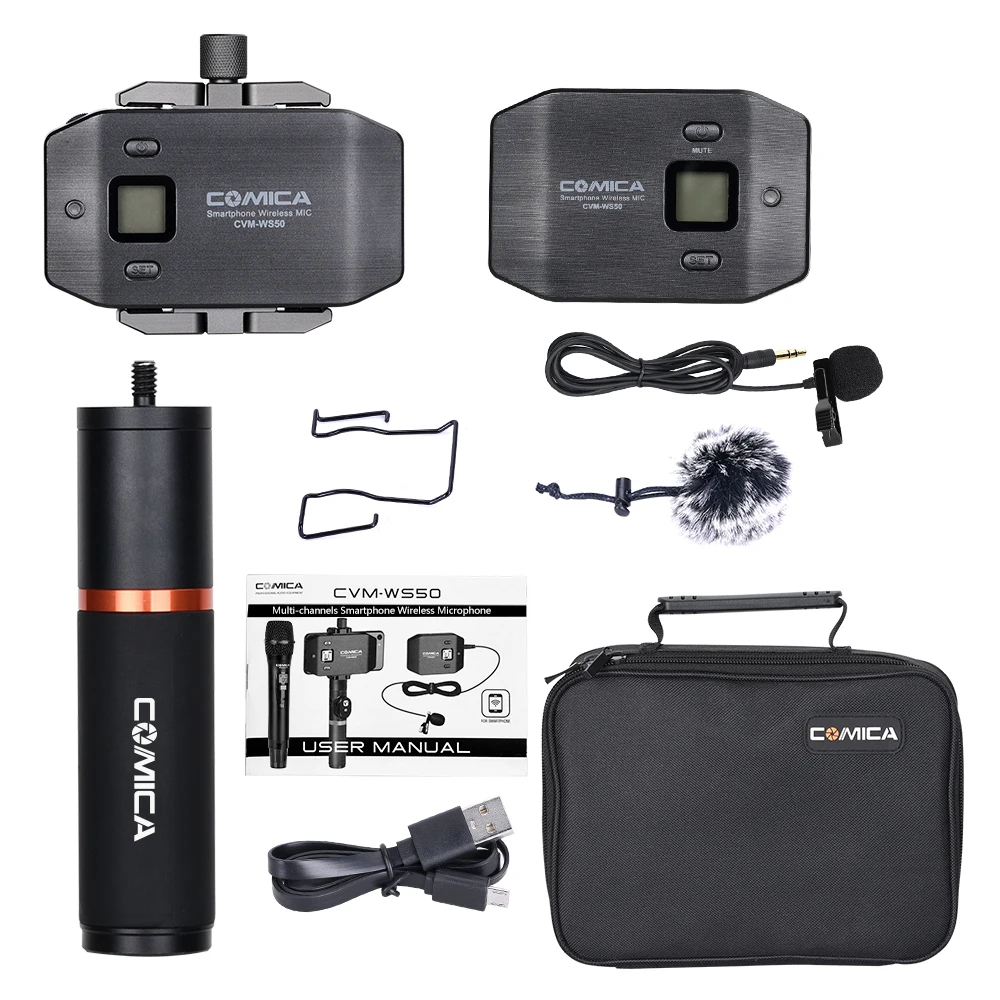 COMICA CVM-WS50(B) 6-ти канальный UHF Беспроводной смартфон петличный микрофон Системы для iPhone samsung huawei видео Vlogging