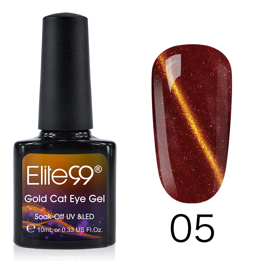 Elite99 10ml Nail Art Galaxy Cat Eye Gel Polish Glitter Nail Cat Eye Gel Nail Polish Soak Off Magnet Stick Black Base Needed - Color: 05