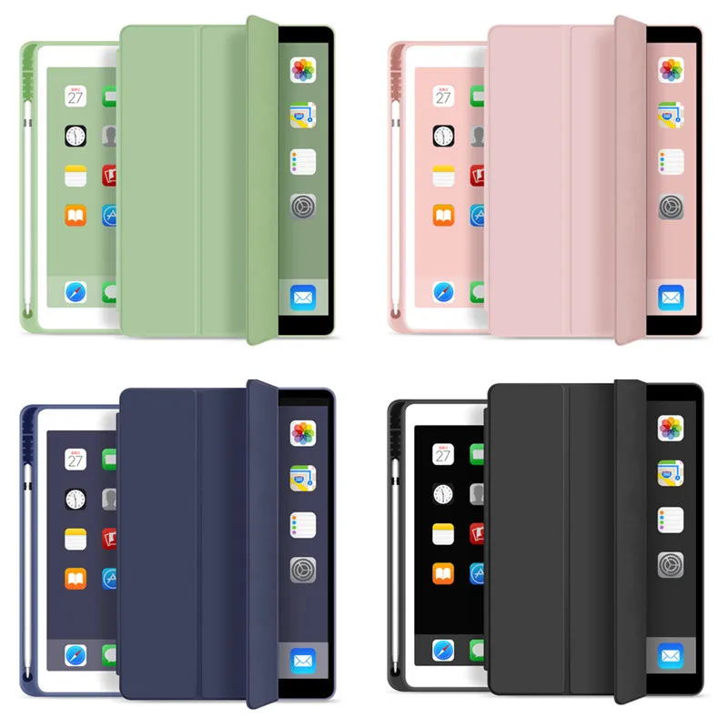 Для iPad 10,2 чехол с карандашом держатель для iPad 7-го поколения чехол TPU Мягкий силиконовый корпус полный защитный чехол Авто Режим сна/пробуждения