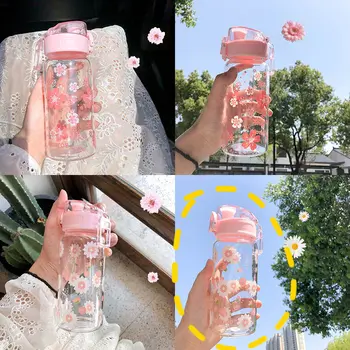 

Glass Cup Female Student Korean Creative Water Cup Wind Net Red Small Fresh Cute Girl Heart Cherry Water Cup Water Bottle Mini