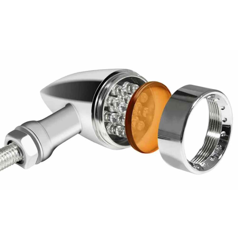 2x Янтарный хром мотоцикл светодиодный сигнал поворота LightsBrake ходовой задний фонарь пуля