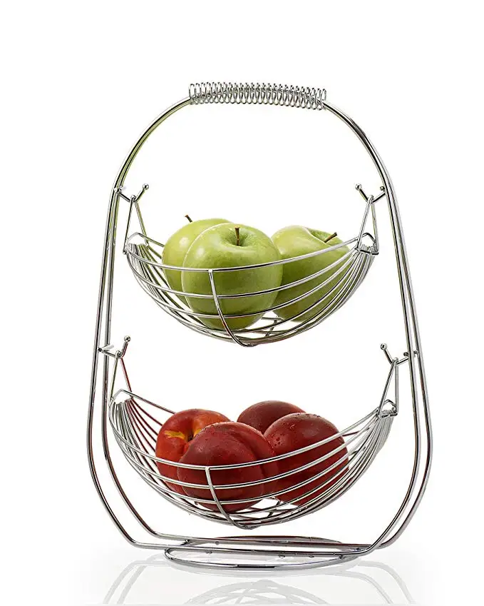 Двухслойная/трехслойная Фруктовая корзина для кухни ресторана металлическая корзина для фруктов - Цвет: Белый