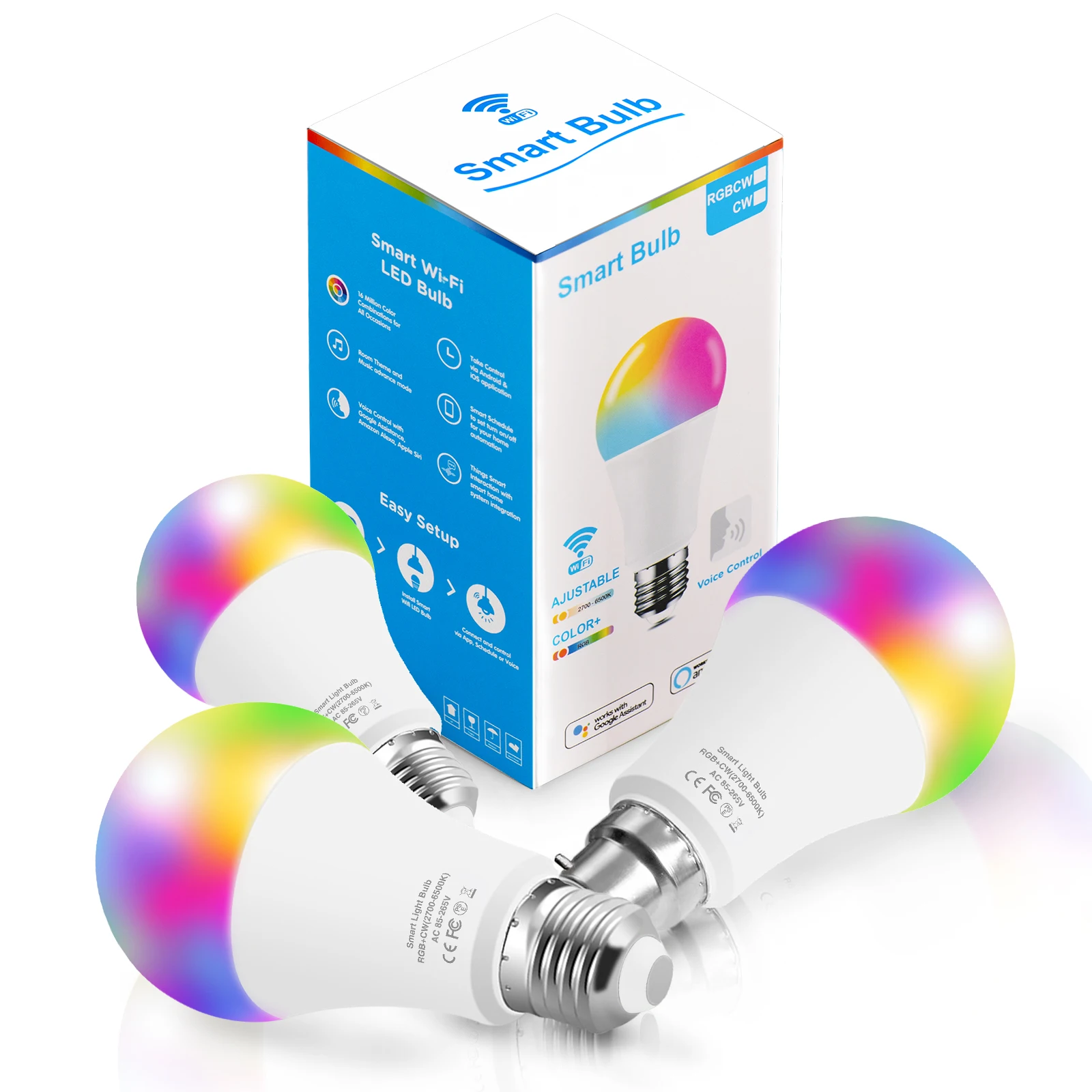 10W LED Smart Bulb Light Lamp WIFI Siri Voice Control RGB Dimmable E27 E14 B22 Base AC 85V-265V Alexa/Google Home IOS /Android