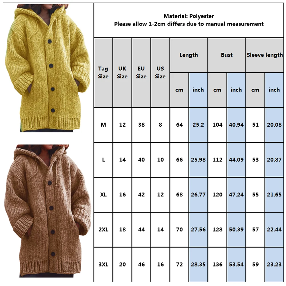 Sweater Cardigan Women Winter Single Breasted Button Hooded Sweater Casual Solid Pocket Cardigan Warm Mujer swetry damskie D25