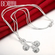 DOTEFFIL 925 Sterling Silver Three Rose Flowers Snake Chain Necklace For Women Charm Wedding Engagement Party Fashion Jewelry