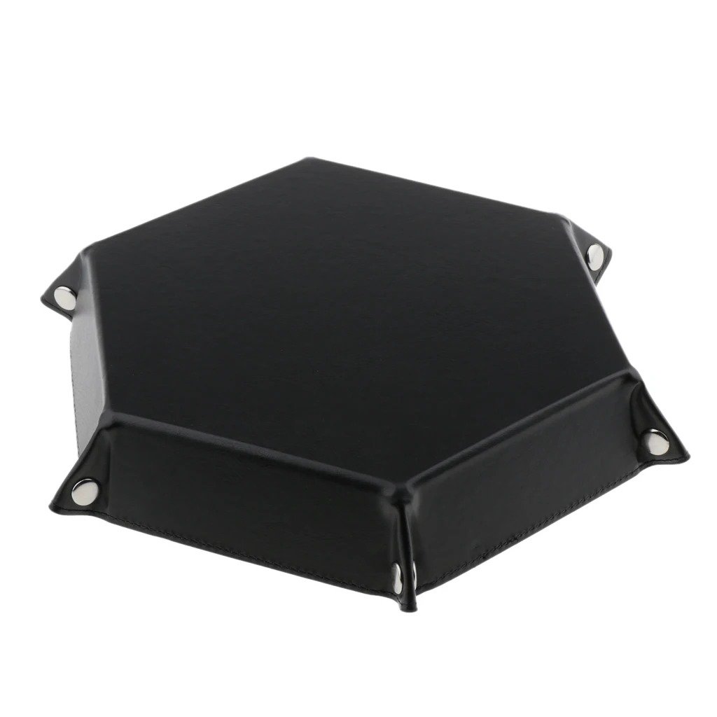Dice Holder PU Leather Folding Hexagon Tray for RPG, DND and Other Table Games