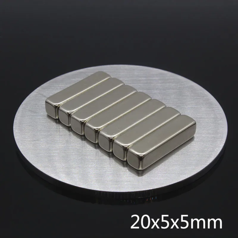 10 шт. 20x5x5 мм N35 Cuboid Permanet супер сильный редкоземельный Магнитный блок мощные неодимовые магниты 20*5*5 мм