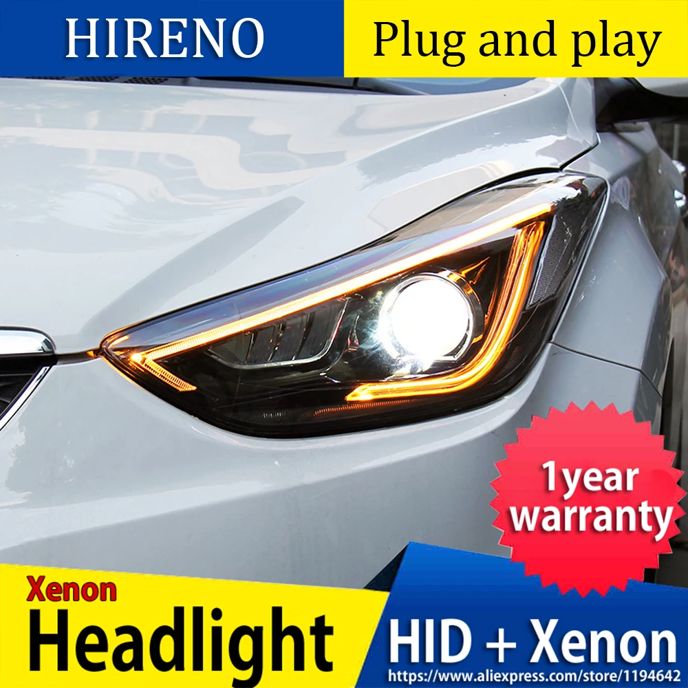 Автомобильный Стайлинг Головной фонарь чехол для фары для автомобиля Hyundai Elantra 2012- светодиодный фары DRL Объектив Двойной Луч Биксенон HID