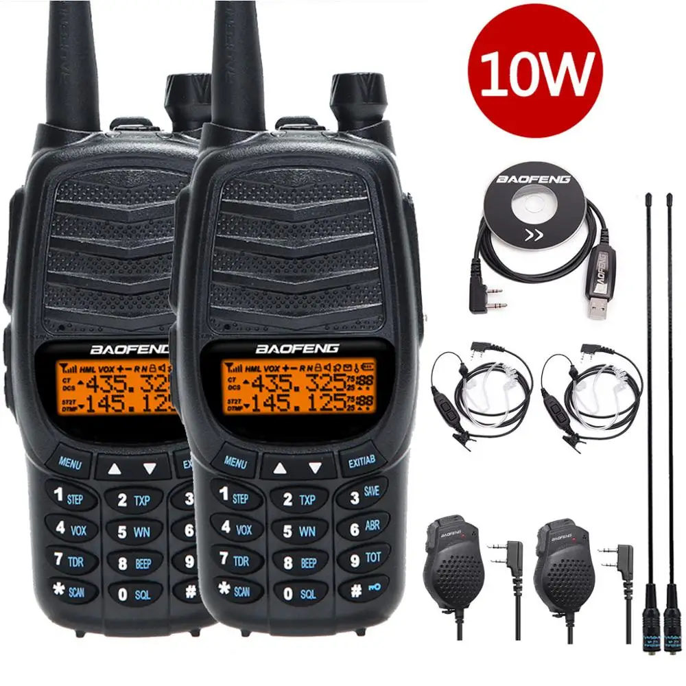 Новый 2 предмета BAOFENG UV-X10 10 Вт Мощный двойной PTT двухдиапазонный УКВ/UHF зарядка