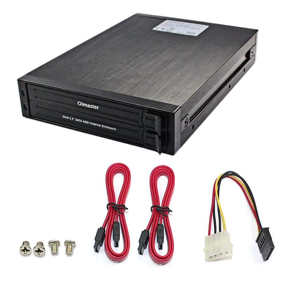 Двойной 2,5 дюймовый SATA HDD внутренний корпус жесткого диска внутренний мобильный стеллаж 2 светодиодный индикатор сильный теплоотвод