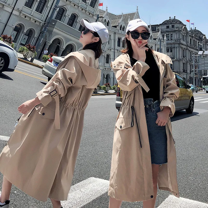 

Korean-style Versatile Simple Street Sweet Trend Elegant Solid Color 2019 Spring Trench Coat Zipper Fashion Elegant