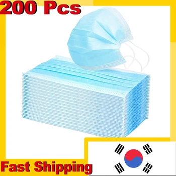 

200pcs Fast Shipping to Korea! Disposable Face Masks Non-Woven Anti-Dust PM2.5 Face Mouth Mask Earloop Protective Masks