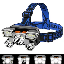

Headlight LED Five Head Lamp Super Bright USB Recharge Fishing Long-range Hard Lights Flashlight Head-mounted Miner Lamp Outdoor