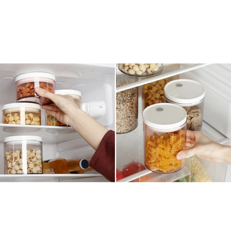 4Pcs Food Storage Box Clear Container Set with Pour Lids Kitchen Food Sealed Snacks Dried Fruit Grain Coffee Bean Tank Storage C