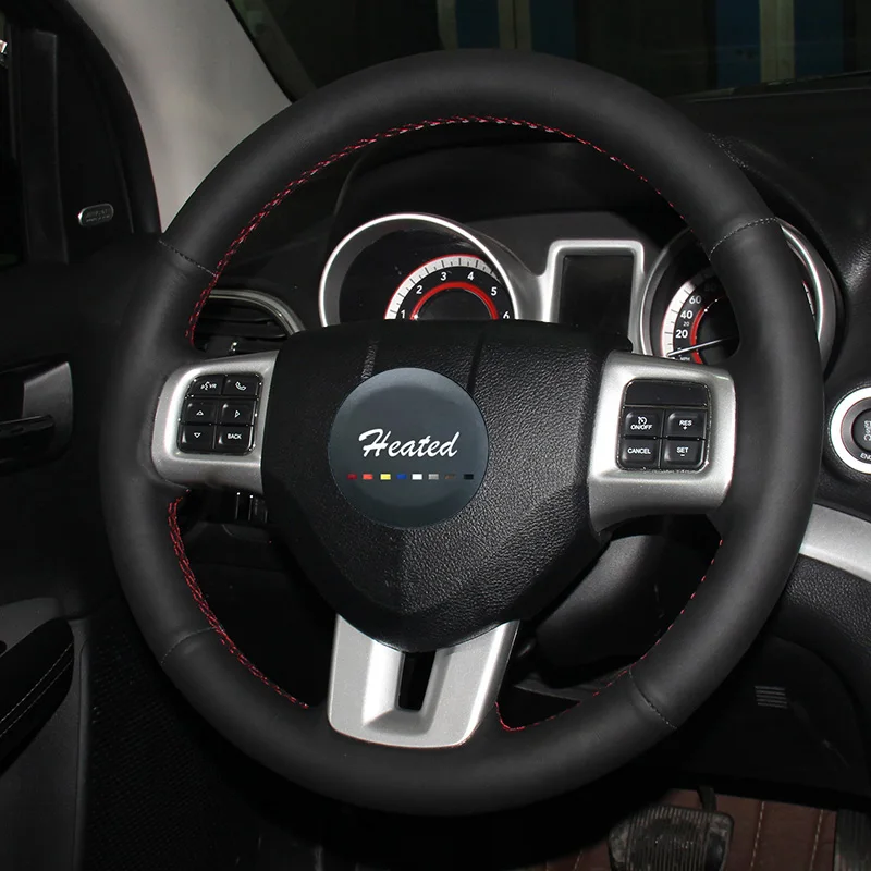 Кожаный чехол рулевого колеса автомобиля из микрофибры с подогревом для Dodge Grand