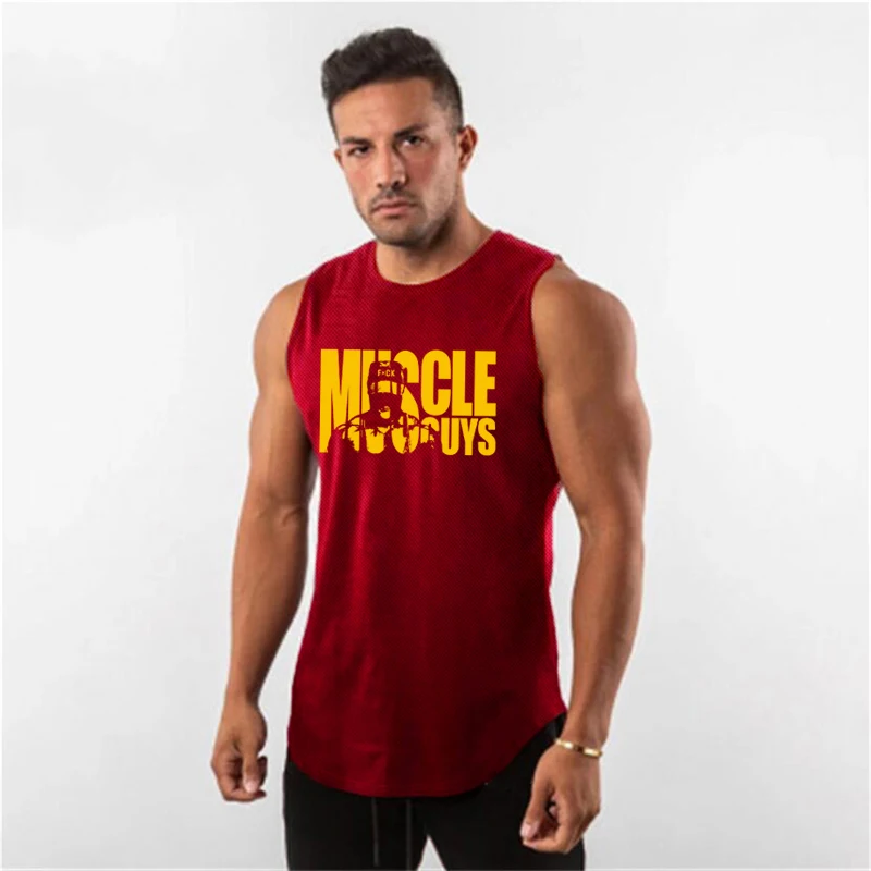 

Gym New Summer Mesh Tank Top Men Sports Clothing Bodybuilding Fitness Casual Fashion Workout Singlets Sleeveless Quick Dry Vest