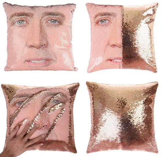 3 шт. магический чехол для подушки Nicolas Cage с блестками супер Сияющий Реверсивный цвет сменная наволочка 40x40 см домашний Декор автомобиля