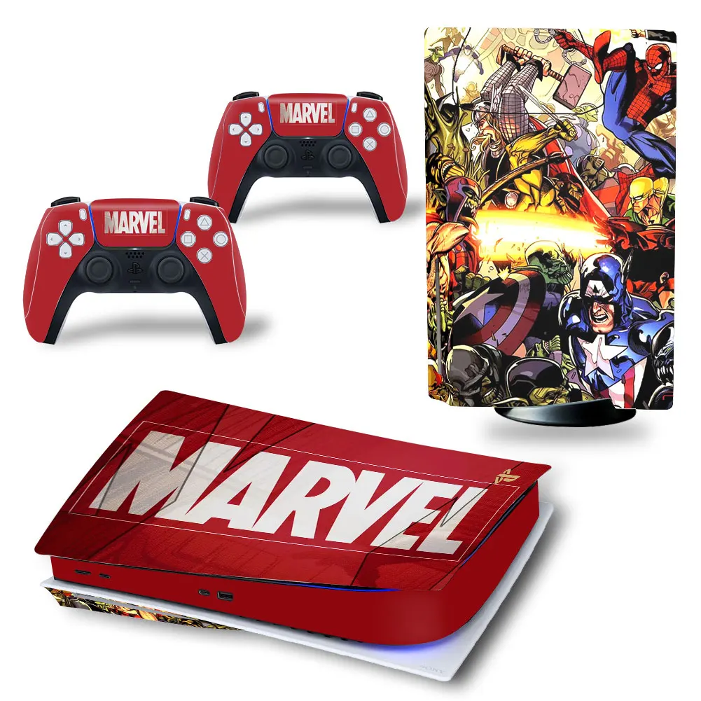 Marvel Iron Man PS5 Disk Skin Sticker Decal Cover for PlayStation 5 Console and 2 Controllers PS5 Disk Skin Sticker Vinyl 