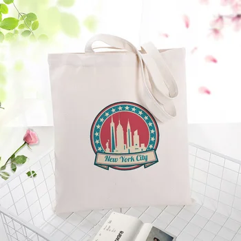 

Canvas Handbag city logo Shopping Bag Tote Bag Text DIY Daily Use Custom Print Logo Eco Reusable Recycle