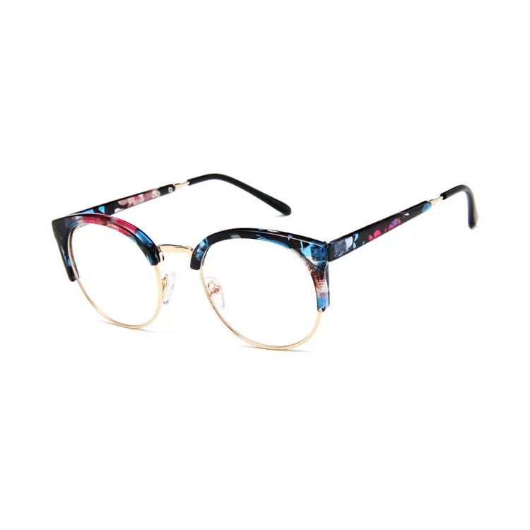 Zilead классические очки в форме "кошачий глаз" Рамка Металлическая полуоправа оптические Sepectscles для мужчин женщин простые очки Des Lunettes - Цвет оправы: floral
