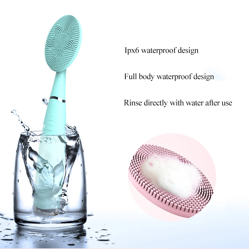Hand-held Cleansing Instrument Electric Silicone Face Wash Brush Massager Clean Pores Waterproof Vibration Cleansing Instrument