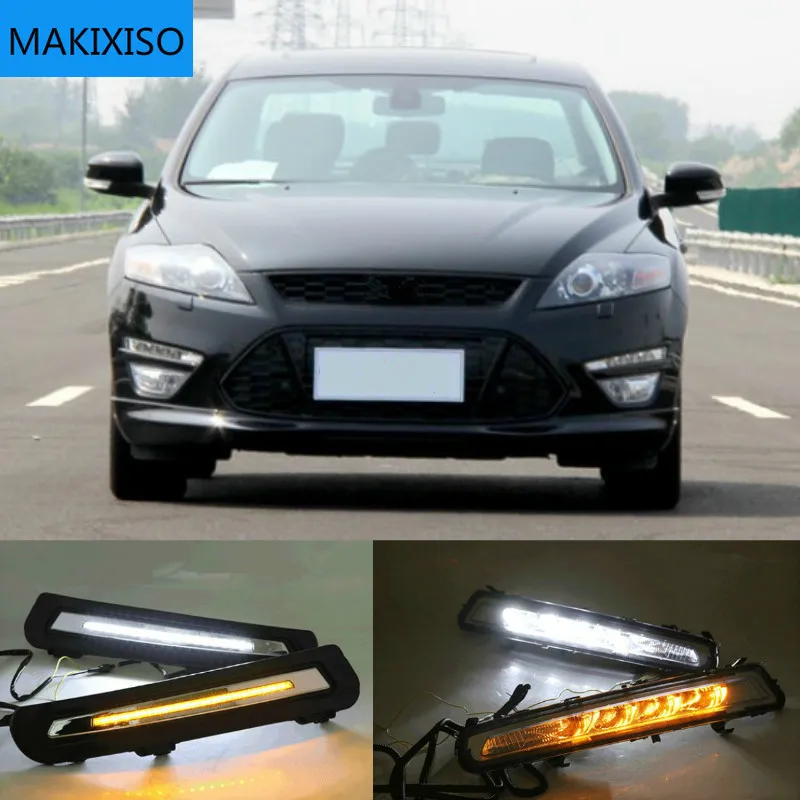 

DRL Driving Daytime Running Light fog lamp 12V Relay Daylight Yellow turn signal 2Pcs for Ford Mondeo 2011 2012 2013