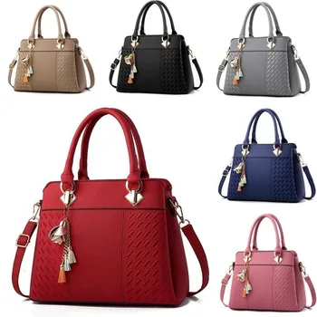 

Fashion Women Handbags Tassel PU Leather Totes Bag Top-handle Embroidery Crossbody Shoulder Handle Bags