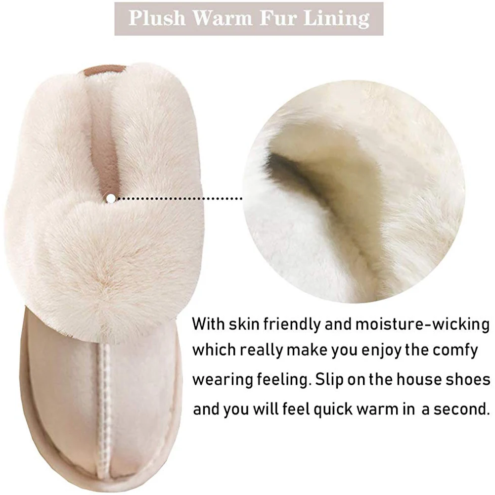 

Unisex Fluffy Suede Slippers Slip On House Slippers Soft Warm Indoor Room Shoes K-BEST
